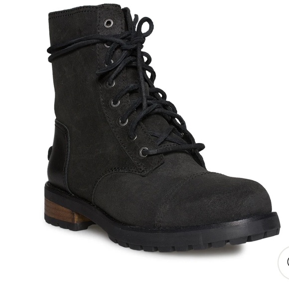 Ugg Kilmer II Lace Up Combat Style Black Winter Boots - Picture 2 of 8